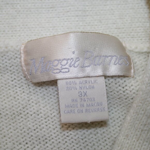 MAGGIE BARNES Cardigan Open Front Sweater Longline Duster Cream Plus Size 3X - Picture 5 of 11